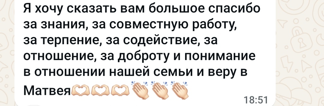 Отзыв родителя с благодарностью за знания, терпение, доброту и поддержку ученика
